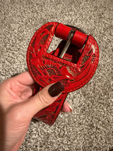 Load image into Gallery viewer, Red Leather Tooled Belt