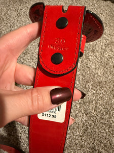 Red Leather Tooled Belt