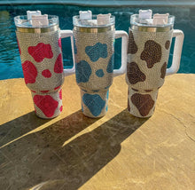 Load image into Gallery viewer, Cowprint Rhinestone Tumblers