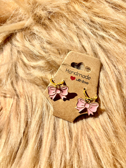 Pink Bow Earrings