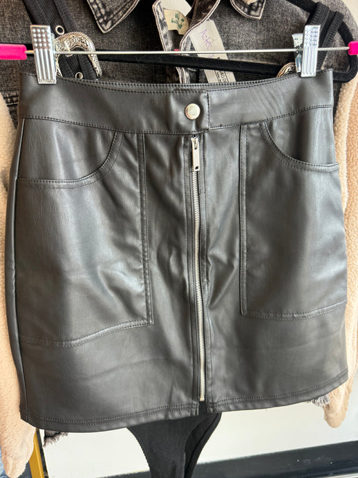 Faux Leather Skirt