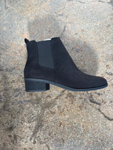 Load image into Gallery viewer, Black Suede Pointed Low Heel Ankle Booties