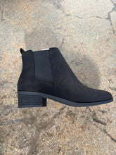 Load image into Gallery viewer, Black Suede Pointed Low Heel Ankle Booties