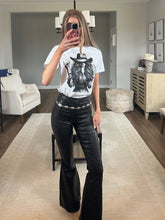 Load image into Gallery viewer, Fiona Leather Leopard High Waisted Bell Bottom Flare Jeans - Black Midnight Leopard