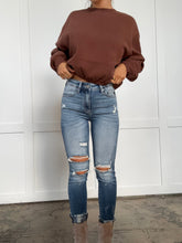 Load image into Gallery viewer, KanCan Medium Wash High Rise Fray Hem Ankle Skinny Jeans