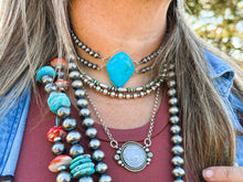 Load image into Gallery viewer, Double Strand Sterling Silver &amp; Turquoise Choker – 13” + Extender – 6 mm Pearls