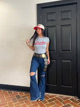 Load image into Gallery viewer, Farrah Denim Distressed High Waisted Flares - Medium Wash