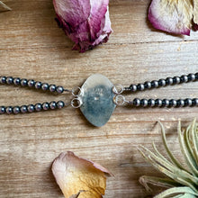 Load image into Gallery viewer, Double Strand Sterling Silver &amp; Turquoise Choker – 13” + Extender – 6 mm Pearls