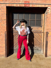 Load image into Gallery viewer, Fiona High Waisted Bell Bottom Flare Jeans -  Burgundy