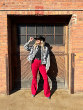 Load image into Gallery viewer, Fiona High Waisted Bell Bottom Flare Jeans -  Burgundy