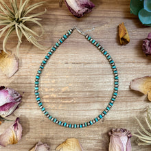 Load image into Gallery viewer, Sterling Silver &amp; Turquoise Heishi Necklace – 16.5” – 6 mm Sterling Pearls