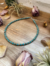 Load image into Gallery viewer, Sterling Silver &amp; Turquoise Heishi Necklace – 16.5” – 6 mm Sterling Pearls