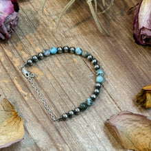 Load image into Gallery viewer, Sterling Silver &amp; Larimar Bracelet  – 6 mm Beads