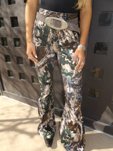 Load image into Gallery viewer, Fiona High Waisted Bell Bottom Flare Jeans - Woodland Green Camo