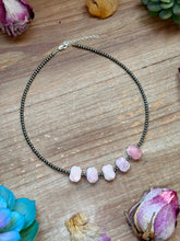 Load image into Gallery viewer, Pink Opal &amp; 3mm Sterling Silver Pearl Necklace