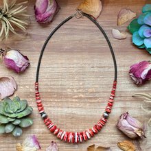 Load image into Gallery viewer, Red Spiny Oyster &amp; Black Hematite Necklace – 23.5”