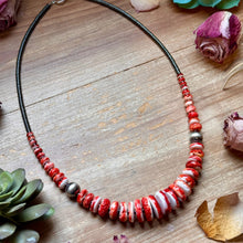 Load image into Gallery viewer, Red Spiny Oyster &amp; Black Hematite Necklace – 23.5”