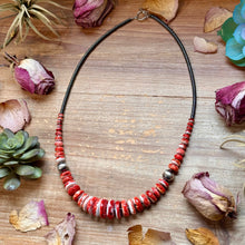 Load image into Gallery viewer, Red Spiny Oyster &amp; Black Hematite Necklace – 23.5”