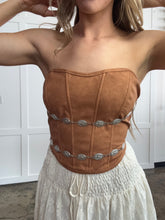 Load image into Gallery viewer, Glendora Distressed Leather Corset Top