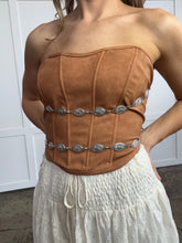 Load image into Gallery viewer, Glendora Distressed Leather Corset Top