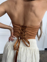 Load image into Gallery viewer, Glendora Distressed Leather Corset Top