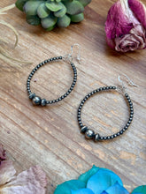 Load image into Gallery viewer, Sterling Silver Pearl Hoop Earrings - 8 mm in the middle