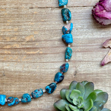 Load image into Gallery viewer, Blue Turquoise Nugget &amp; Shell Necklace – 26”