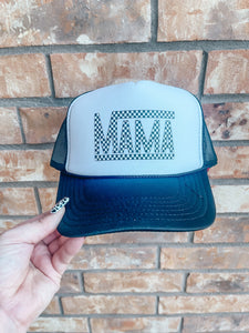 Checkered Mama Trucker Hat - Multiple Colors