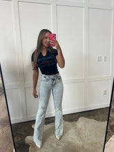 Load image into Gallery viewer, Lucy Asymmetrical Distressed Flare Jeans