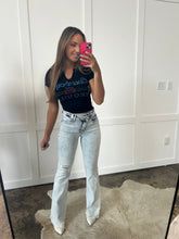Load image into Gallery viewer, Lucy Asymmetrical Distressed Flare Jeans