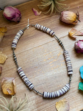 Load image into Gallery viewer, 19.5” Wampum Shell Necklace – 3–8mm Sterling Silver Pearls