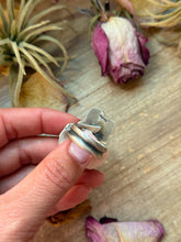 Load image into Gallery viewer, Pink Conch, Kingman Turquoise &amp; White Buffalo Sterling Silver Ring – Adjustable (Size 9+)