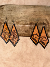 Load image into Gallery viewer, Hand Tooled Leather Earrings