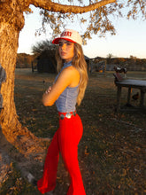 Load image into Gallery viewer, Fiona High Waisted Bell Bottom Flare Jeans - Red
