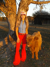 Load image into Gallery viewer, Fiona High Waisted Bell Bottom Flare Jeans - Red