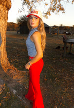 Load image into Gallery viewer, Fiona High Waisted Bell Bottom Flare Jeans - Red