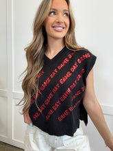 Load image into Gallery viewer, Sparkle &amp; Cheer Game Day V-Neck Sweater Vest