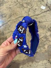 Load image into Gallery viewer, Football Top Knotted Jeweled Beaded Headband