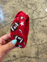 Load image into Gallery viewer, Football Top Knotted Jeweled Beaded Headband
