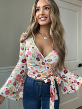 Load image into Gallery viewer, Woodstock Floral Bell Sleeve Wrap Top - Wildflower Fields