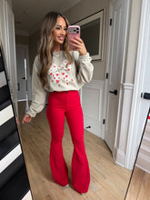 Load image into Gallery viewer, Fiona High Waisted Bell Bottom Flare Jeans - Red