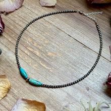 Load image into Gallery viewer, 15-Inch Sterling Silver Pearl &amp; Blue Turquoise Torpedo Choker