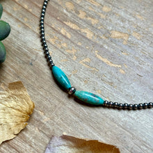 Load image into Gallery viewer, 15-Inch Sterling Silver Pearl &amp; Blue Turquoise Torpedo Choker