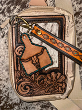 Load image into Gallery viewer, Leather Tooled Cowtag Keychains