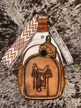 Load image into Gallery viewer, Leather Tooled Sling Bags