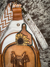 Load image into Gallery viewer, Leather Tooled Cowtag Keychains