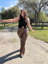 Load image into Gallery viewer, Fiona High Waisted Bell Bottom Flare Jeans - Desert Brown Leopard