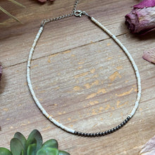Load image into Gallery viewer, 3 mm Sterling Silver Pearls choker on white 3mm magnesite