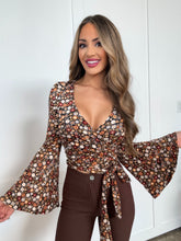 Load image into Gallery viewer, Woodstock Floral Bell Sleeve Wrap Top