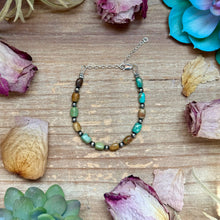 Load image into Gallery viewer, Real Turquoise  Bracelet with Sterling Silver Pearls